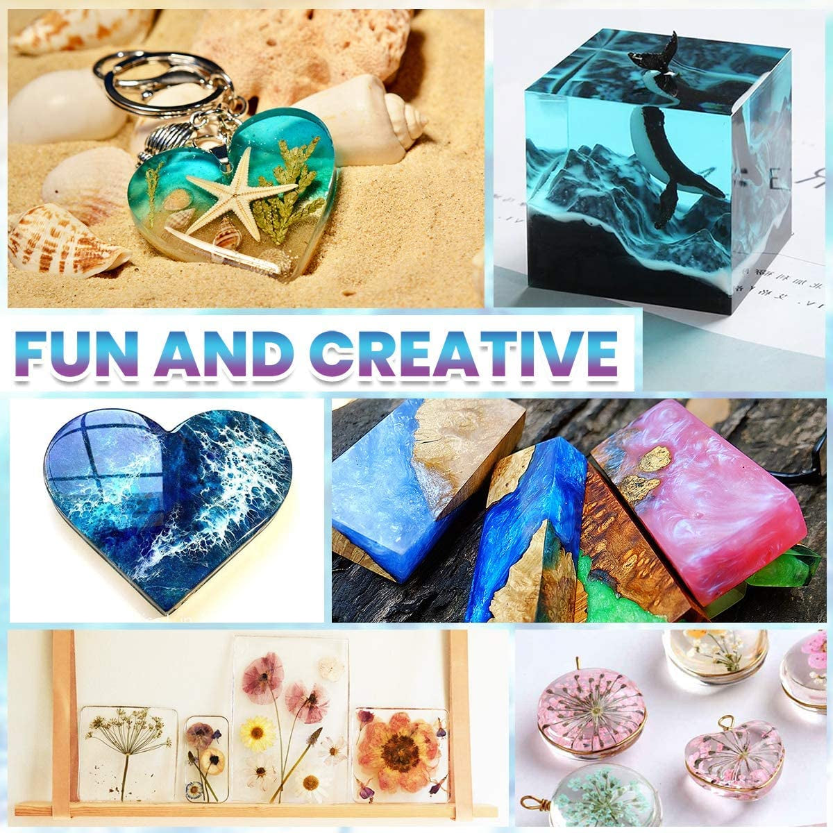 13OZ Epoxy Resin Kit - Clear Resin Epoxy for Crafts, Resin Starter Kit for Beginners, Resin Kits and Molds Complete Set for Adults with 20 Colors Resin Pigments
