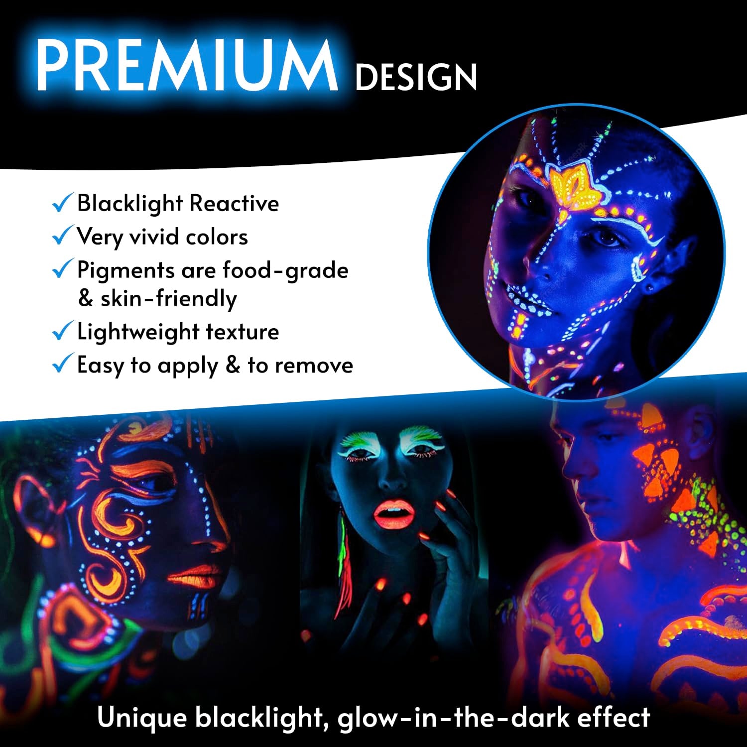 Blacklight Reactive Crayons | Glow in the Dark Paint for Face and Body | Intense Luminous Sticks for Fluorescent Parties | Colorful UV Makeup Neon Gift | Glow Markers Accessories - 12 Pcs