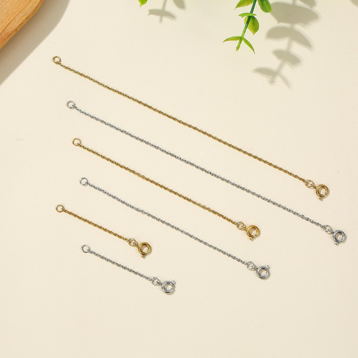 6 Pcs Necklace Extenders, 2", 4", 6" Silver and Gold Plated Necklace Extender Chain Set for Necklaces, Bracelet and Women Jewelry Making