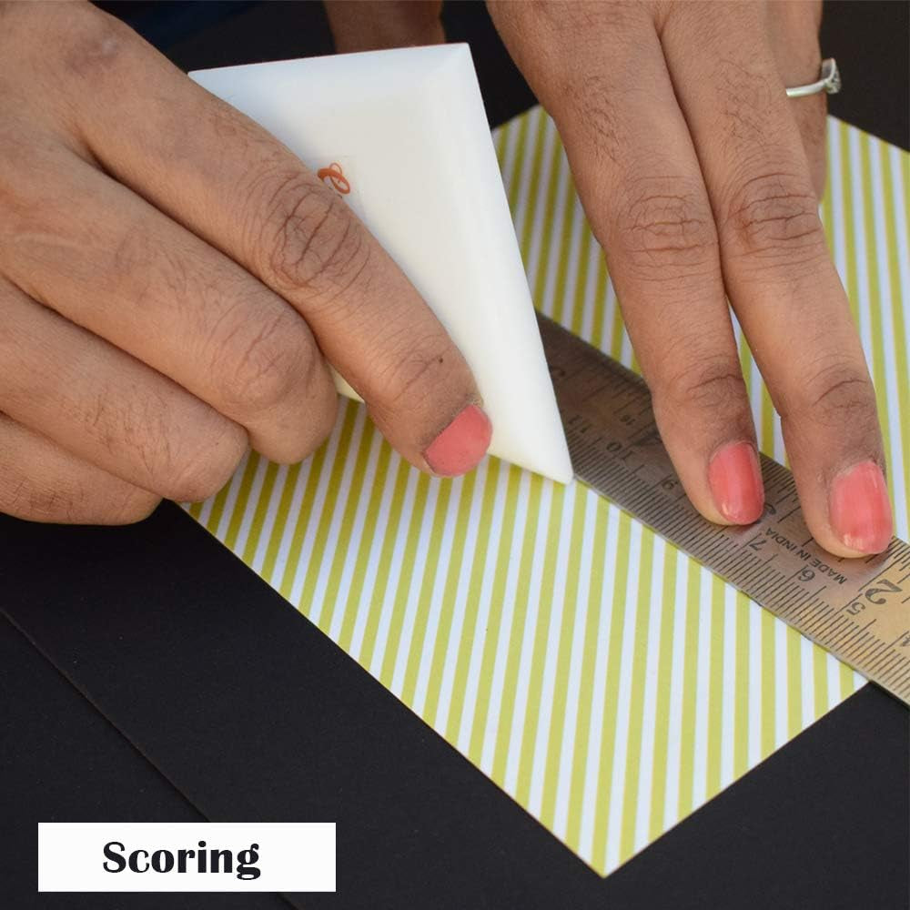 Teflon Bone Folder and Scoring Tool - Ergo Square - Paper Scorer for Paper Crafting, Origami, Bookbinding, Scrapbooking - Leather Burnishing Tool - Smooth, Non Stick,Ergonomic Craft Tool