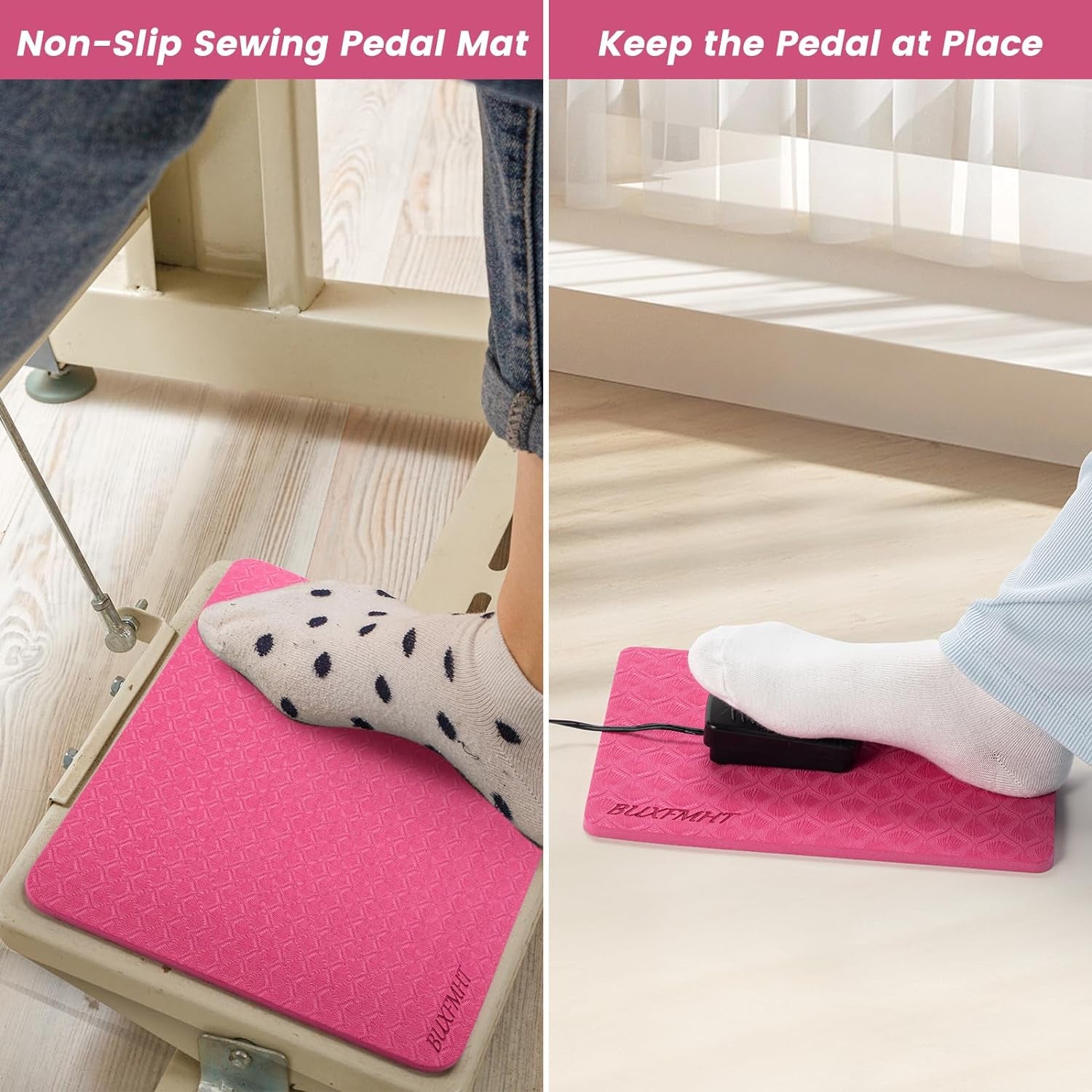 Sewing Mat Set, Sewing Machine Muffling Mat, Reduce Sewing Machine & Pedal Vibrations, Movement and Slipping, Sewing Machine and Sergers Accessory (2-Piece Set) (Rose Red)