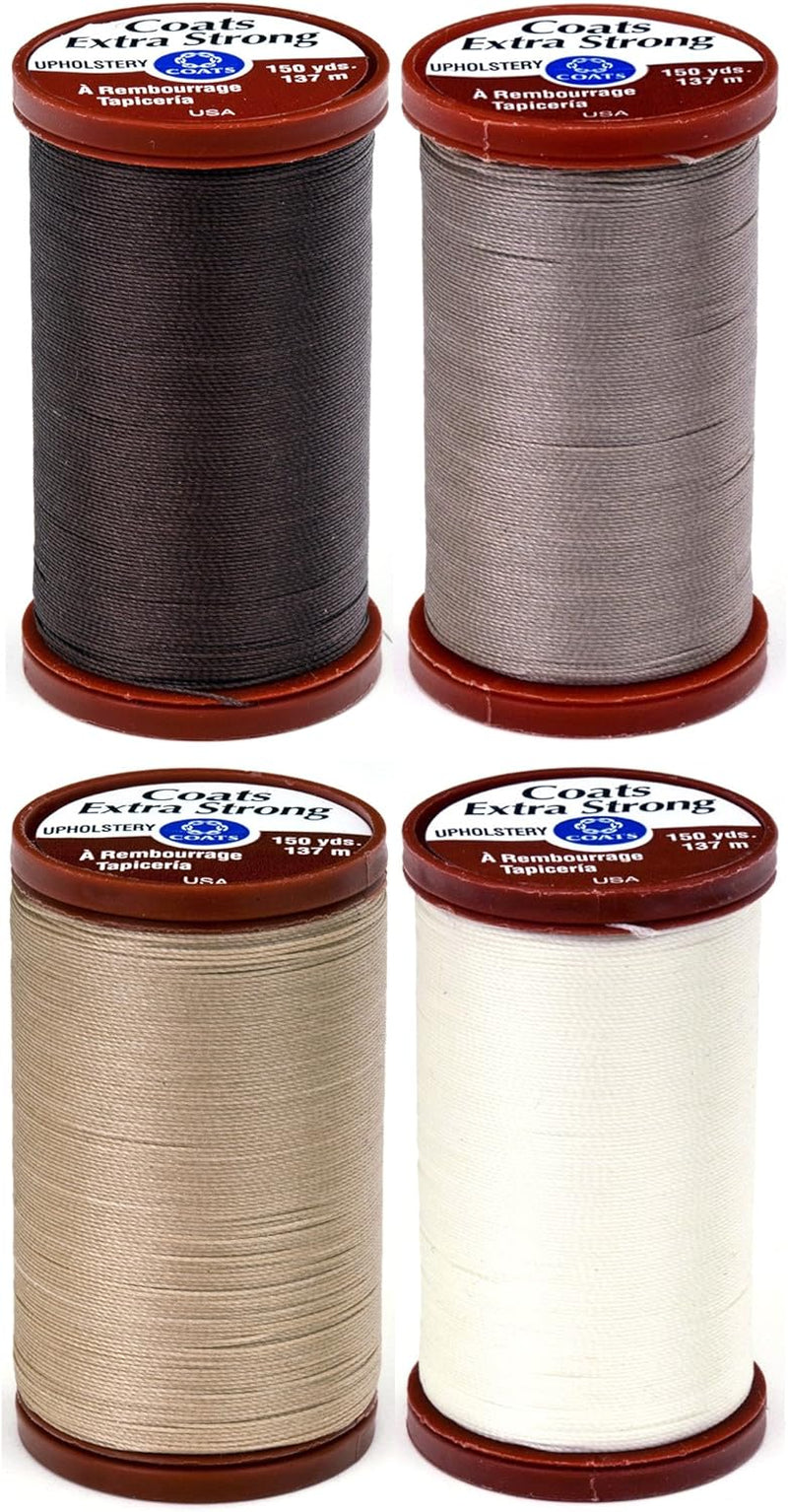 4 Color Bundle of  Extra Strong Upholstery Thread - 150 Yards Each (Chona Brown, Driftwood, Hemp &amp; Natural)