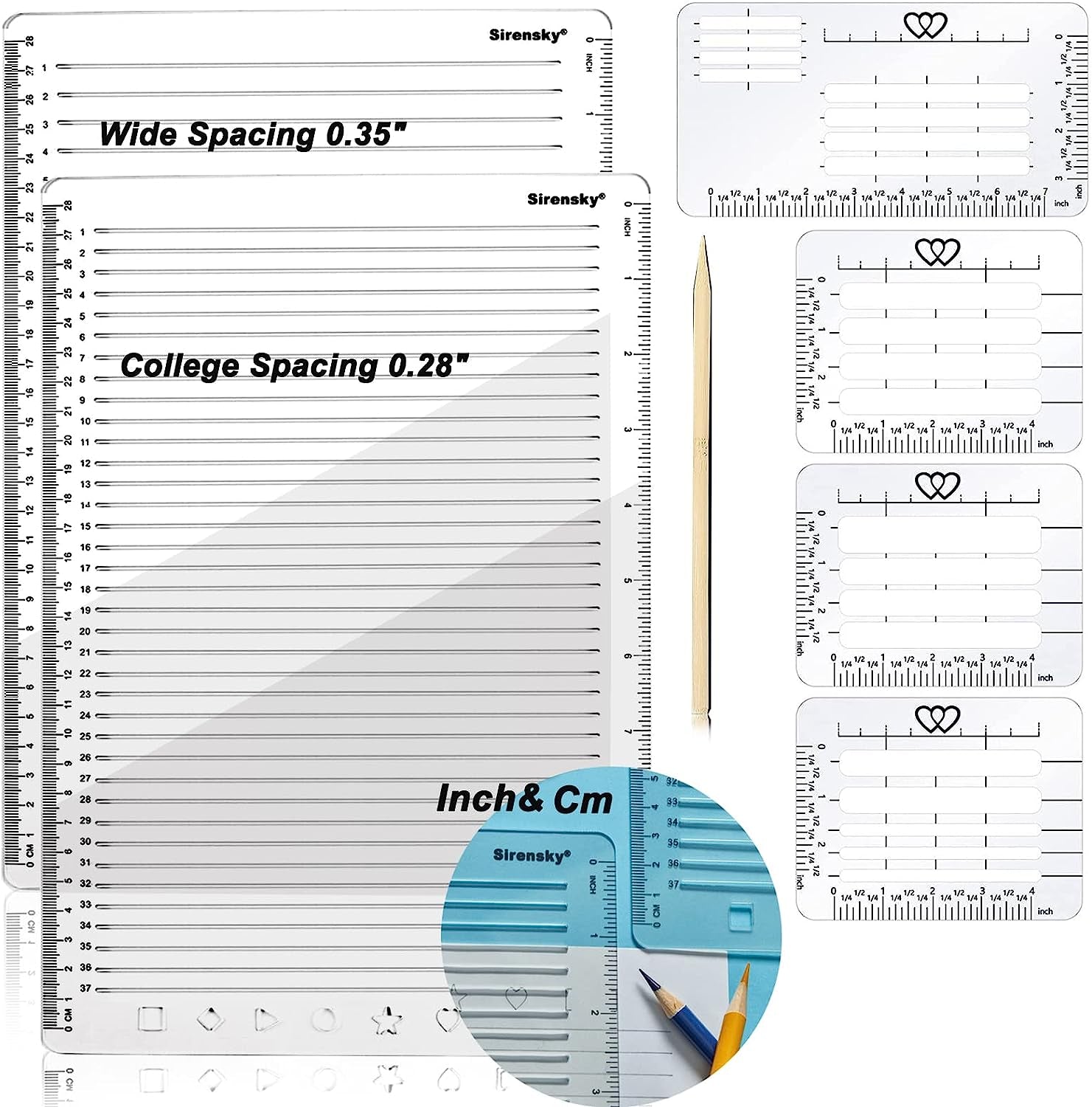 Straight Line Stencil Template College Ruled 9/32" Spacing,Line Drawing Stencil Lettering Guide 11 Inch,Scale Writing Calligraphy Ruler College Paper Template with Journal Stencils Patterns