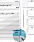 Straight Line Stencil Template College Ruled 9/32" Spacing,Line Drawing Stencil Lettering Guide 11 Inch,Scale Writing Calligraphy Ruler College Paper Template with Journal Stencils Patterns