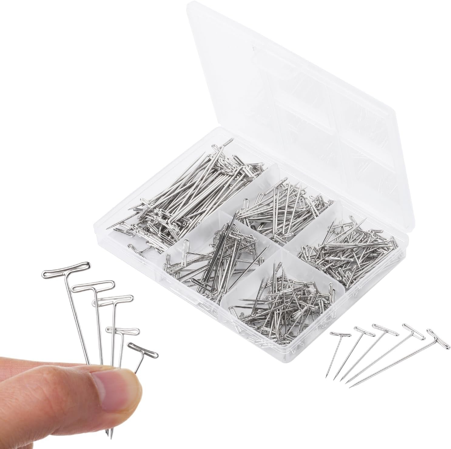 - T Pins, 220 Pack, Assorted Sizes, T-Pins, T Pins for Blocking Knitting, Wig Pins, T Pins for Wigs, Wig Pins for Foam Head, T Pins for Sewing, Wig T Pins, Blocking Pins, T Pins for Office Wall