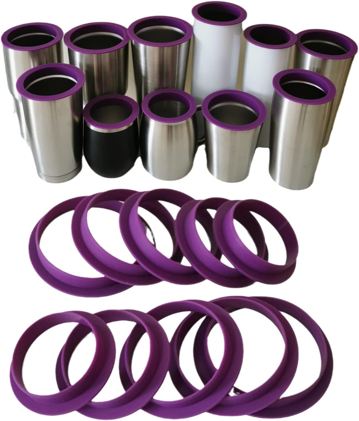 10PCS Tumbler Shields for Epoxy Tumbler, Silicone Tumbler Protector for Resin Paint,Cup Silicone Insert Paint Spray Shield, Epoxy Resin Cup Protector Clean Rims DIY Glitter Epoxy Tumblers (10)