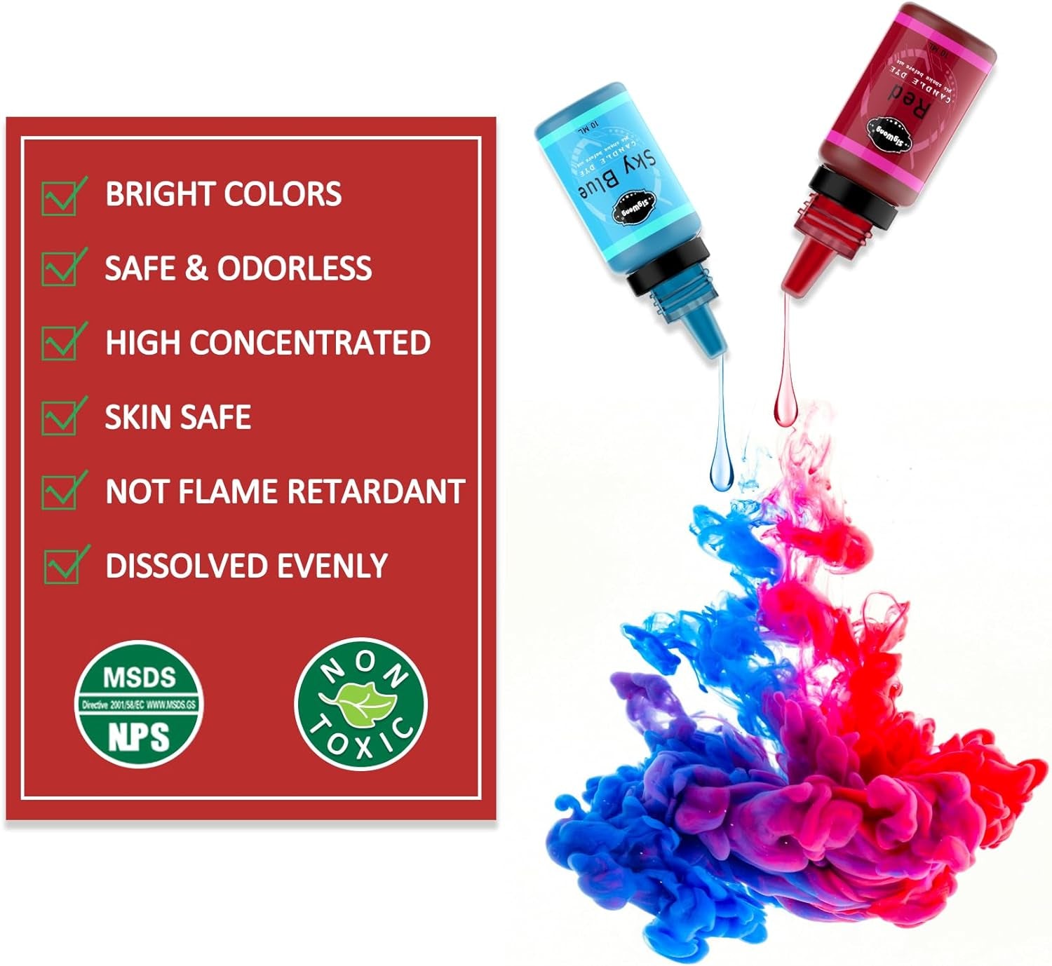 Candle Dye - 24 Colors Liquid Candle Making Dye for DIY Candle Making Supplies Kit, Food Grade Ingredients Oil-Based Candle Coloring for Soy Wax Dyes, Beeswax, Gel Wax, Paraffin Wax - Each 0.35Oz/10Ml