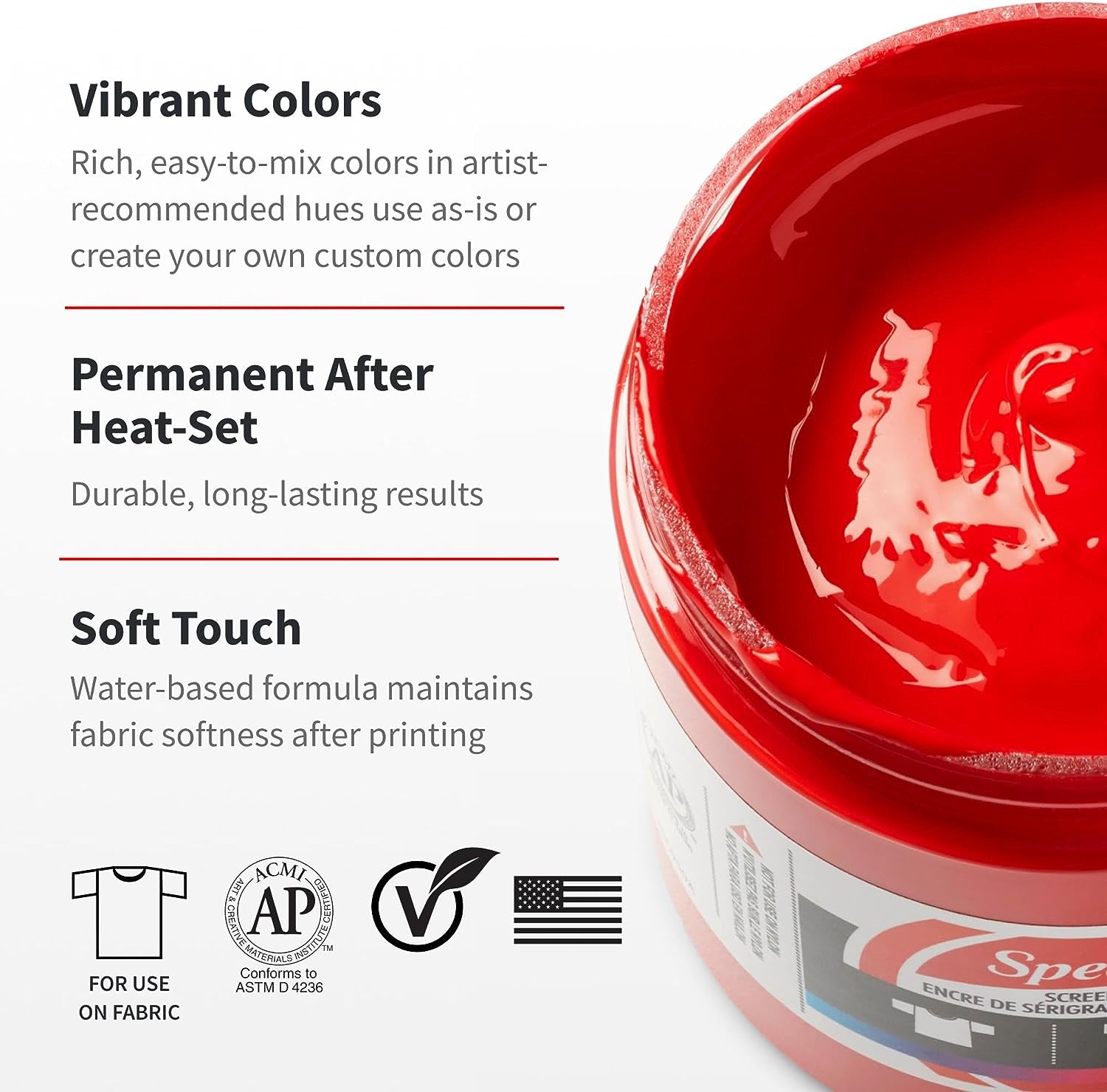 Fabric Screen Printing Ink Starter Set, 6-Colors, 4-Ounce for T-Shirt and Silkscreen Printmaking