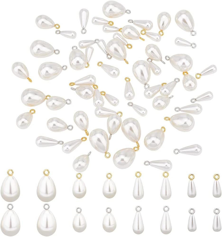 Teardrop Pearl Pendants Pearl Pendant Connectors Oval Pearl Beads White Imitation Pearl Pendants
