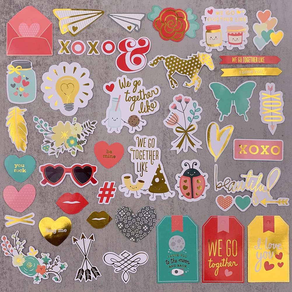 120Pcs Scrapbook Stickers Cardstock Stickers Love Stickers Decorative Masking Stickers for Personalize Laptop Scrapbook Daily Planner and Crafts