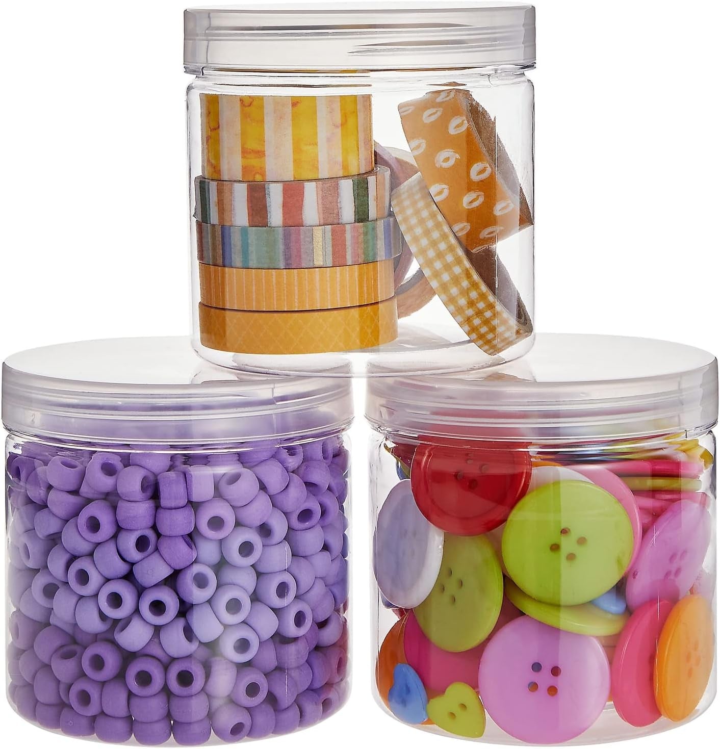 Slime Containers with Lids - 8 Pack Clear Plastic Jars for Kids DIY Crafts (12 Oz)