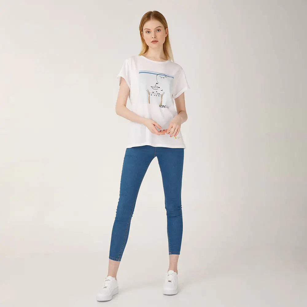 Biggdesign Faces Hope Womens Crew Neck T-Shirt