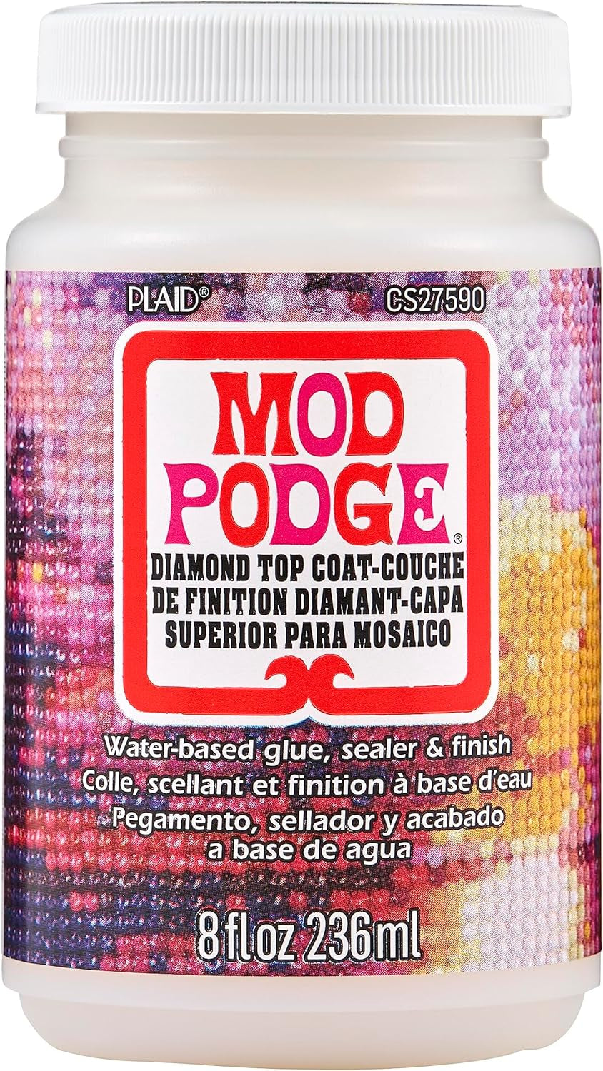 Top Coat, Premium All-In-One Glue, Sealer, and Finish Perfect for Preserving Diamond Puzzle Arts and Crafts Projects, CS27590, Clear