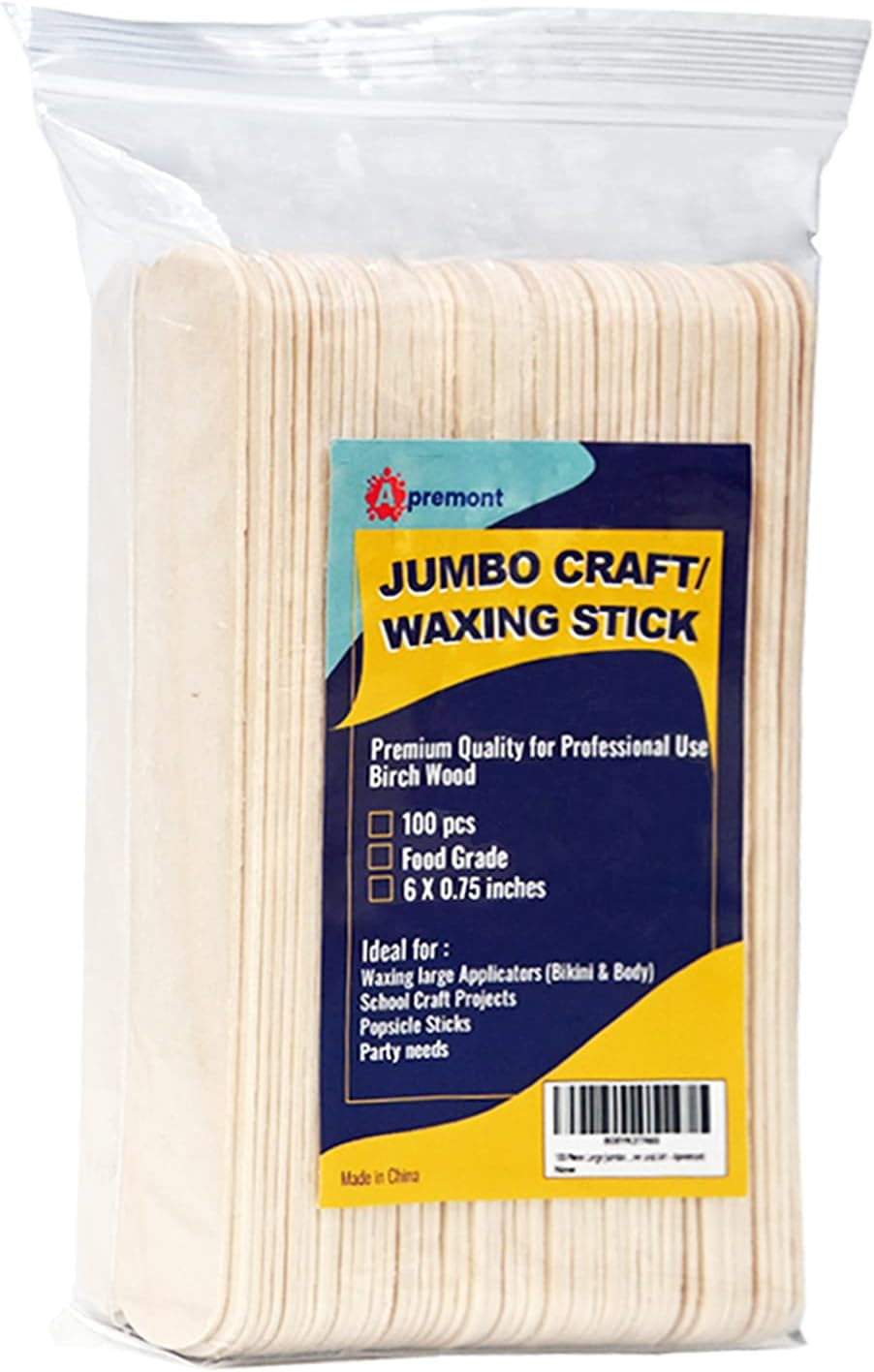 100 Piece Large Jumbo Wooden Craft Sticks (6&quot; X 3/4&quot;), Premium Natural Organic Wood for Waxing, Craft Project, Tongue Depressor, Popsicle, Ice Cream Stick,Woodcraft, Paint Stirrer and Art -
