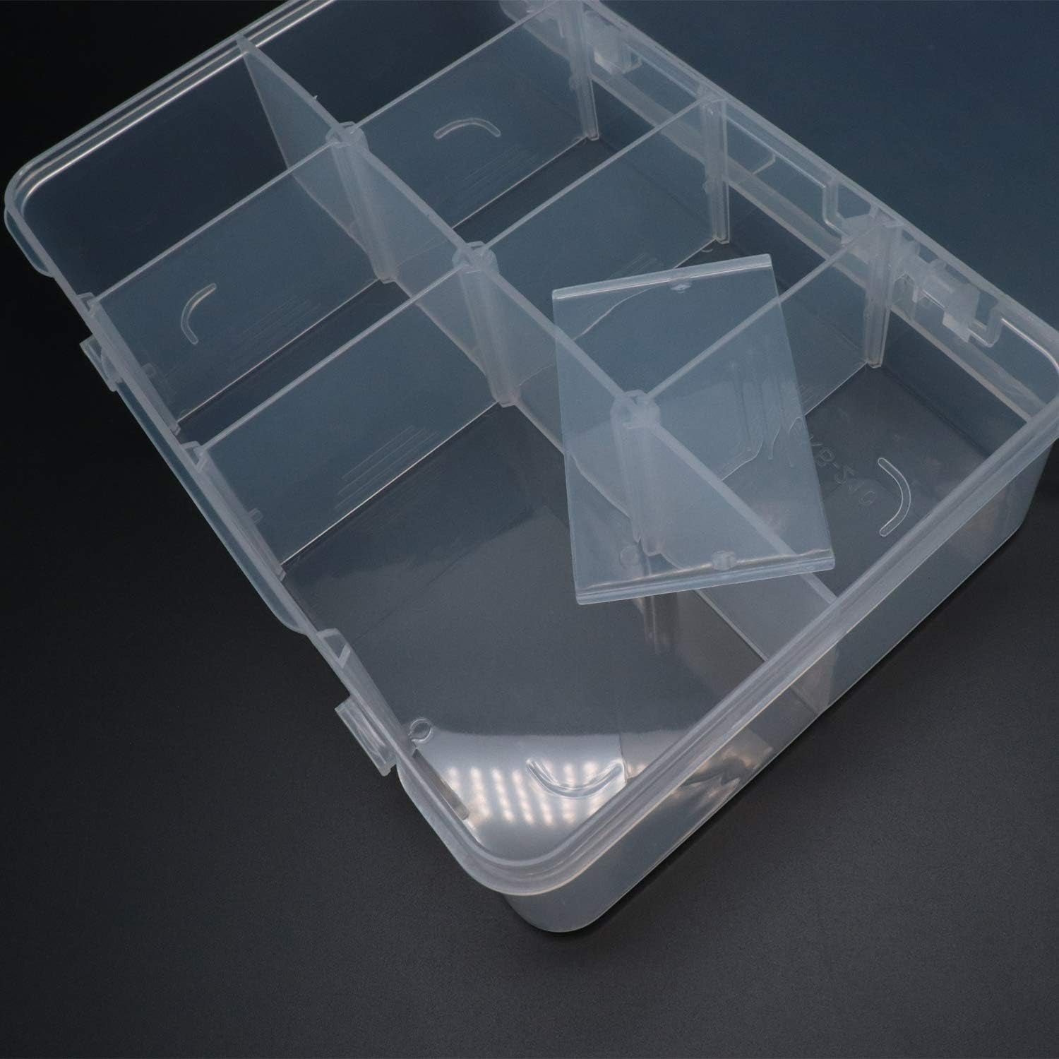 8-Grid Snack Box Container with Removable Dividers Plastic Organizer Box for Candies Snacks Electronics Jewelry Small Parts (7.3In X 4.9In)