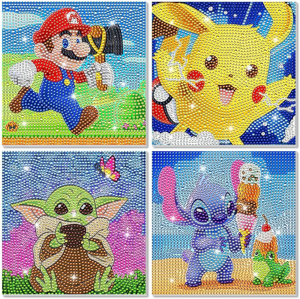 Diamond Kits for Kids Adults 4 Pack 5D Diamond Full Drill Diamond Art for Kids Ages 6-8-10-12 and Beginners