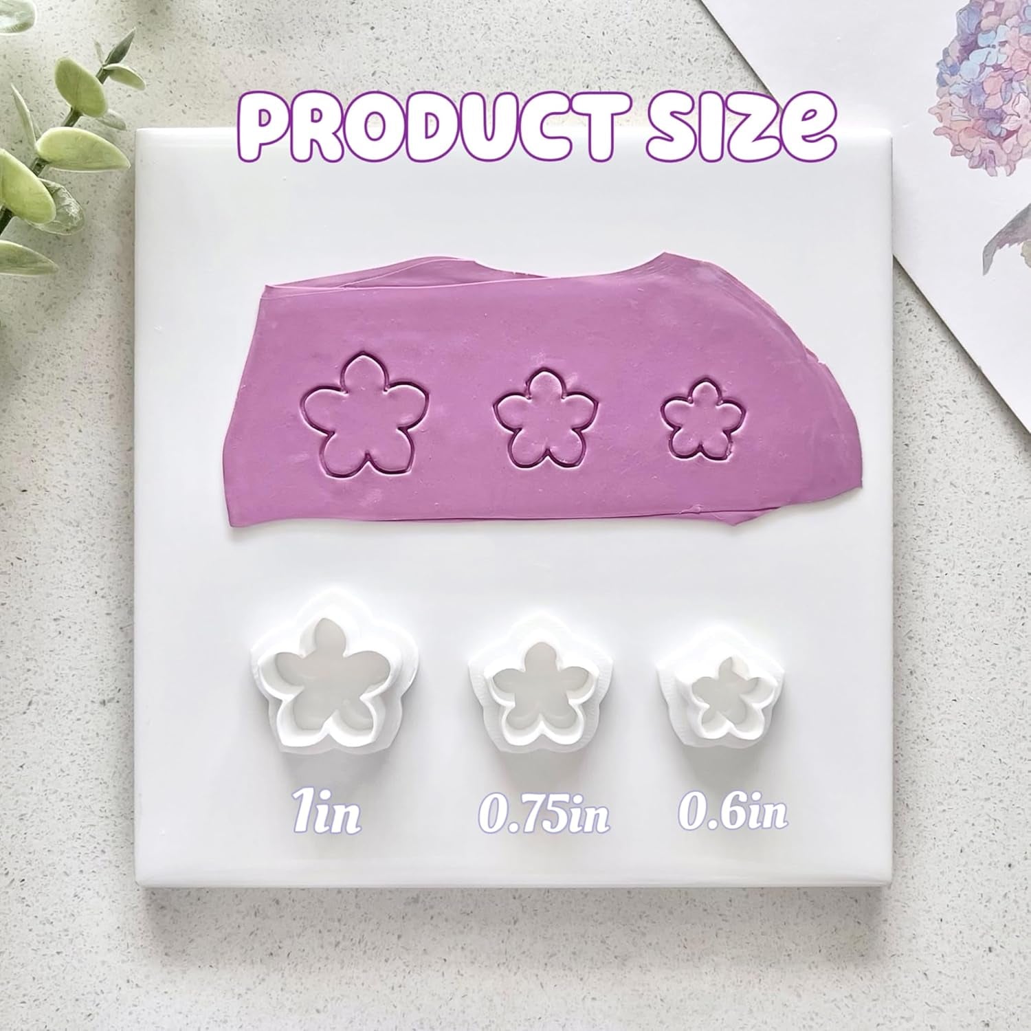 Flower Petal Clay Cutters - Flower Polymer Clay Cutters for Earrings Making, 3Pcs Clay Cutters with 1Pcs Petal Press Polymer Clay Mold, Clay Cutters for Polymer Clay Jewelry Making