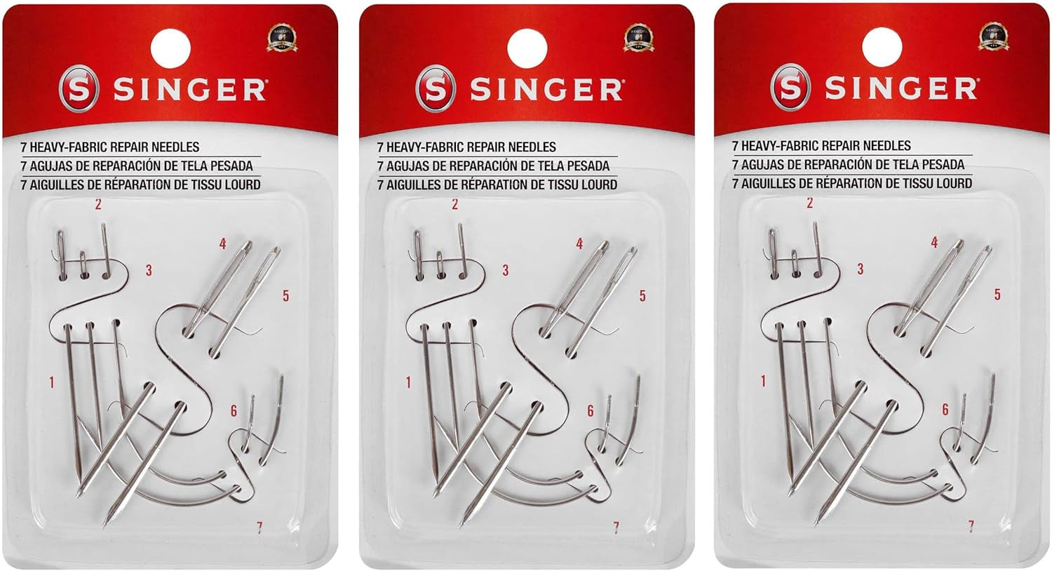 Heavy Duty Household Hand Needles 7 Count, 3-Pack