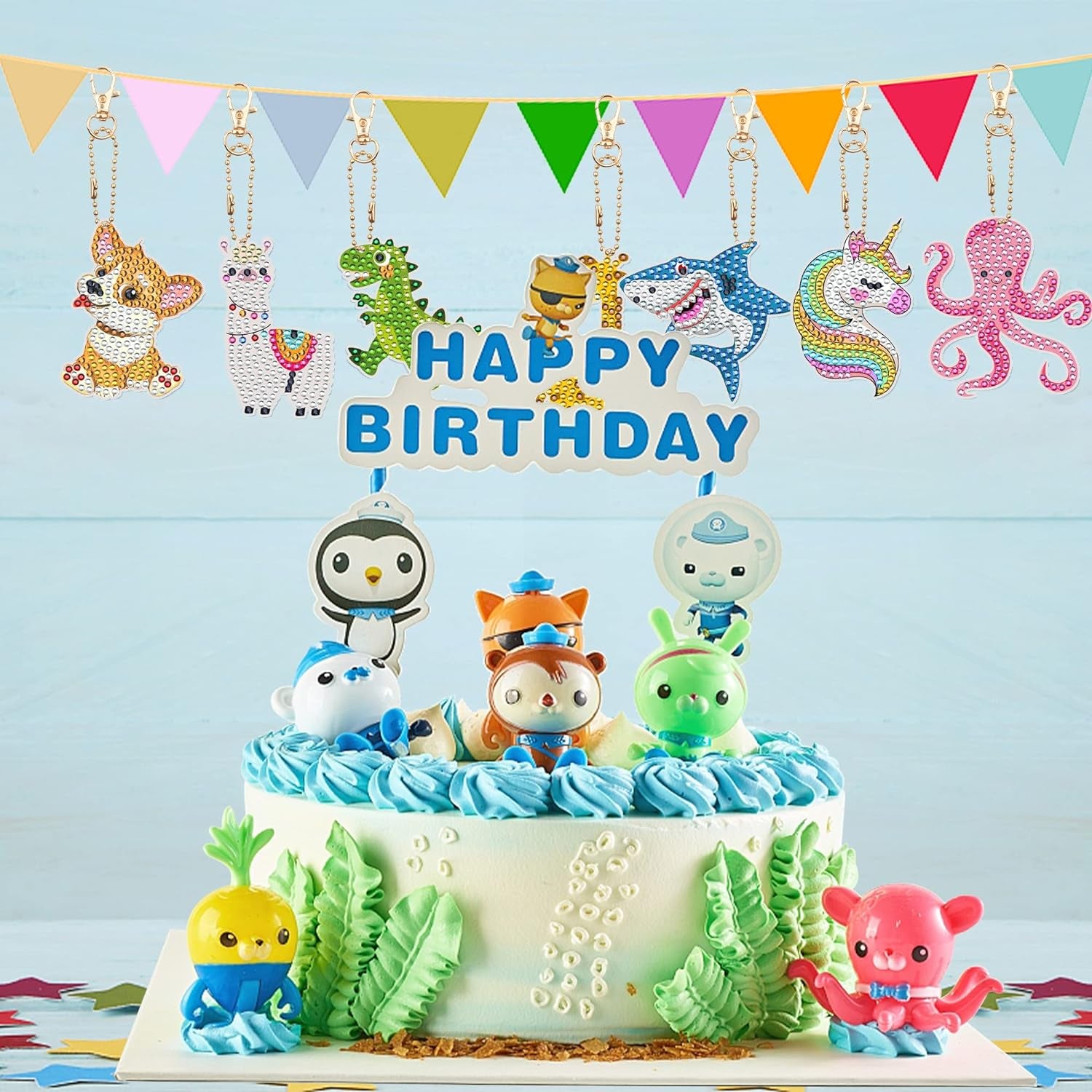 12 PCS Diamond Painting Keychains Kit Animals Diamond Art Ornaments Double Sided 5D Diamond Key Rings DIY Diamonds Pendants for Beginners Birthday Crafting Home Party Decor