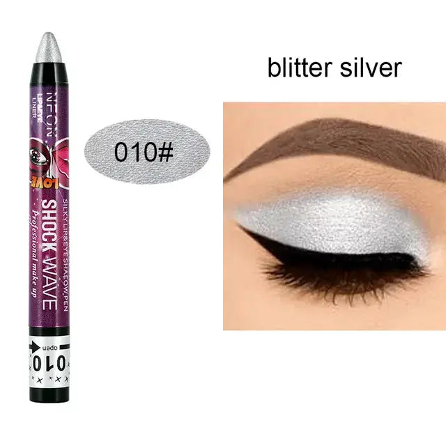 2 In 1 Glitter Pearlescent Eyeshadow Lipstick Stick Waterproof Long-lasting Glitter Eyeliner Eye Shadow Pencil Makeup Cosmetic