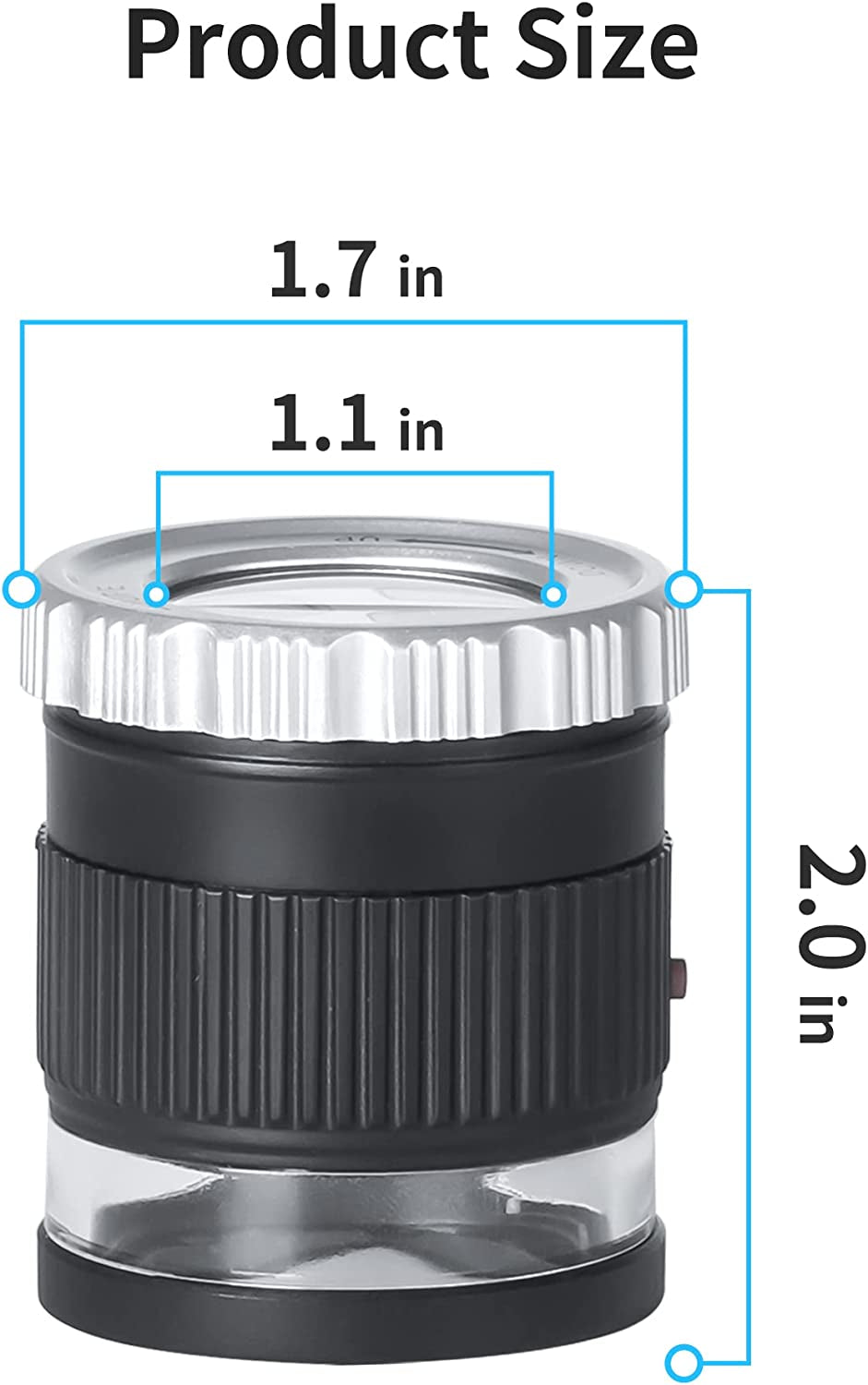 30X Jewelers Loupe, Adjustable Focal Length Magnifier with 3 LED Light for Gems, Jewelry, Coins, Stamps, Etc (Black)