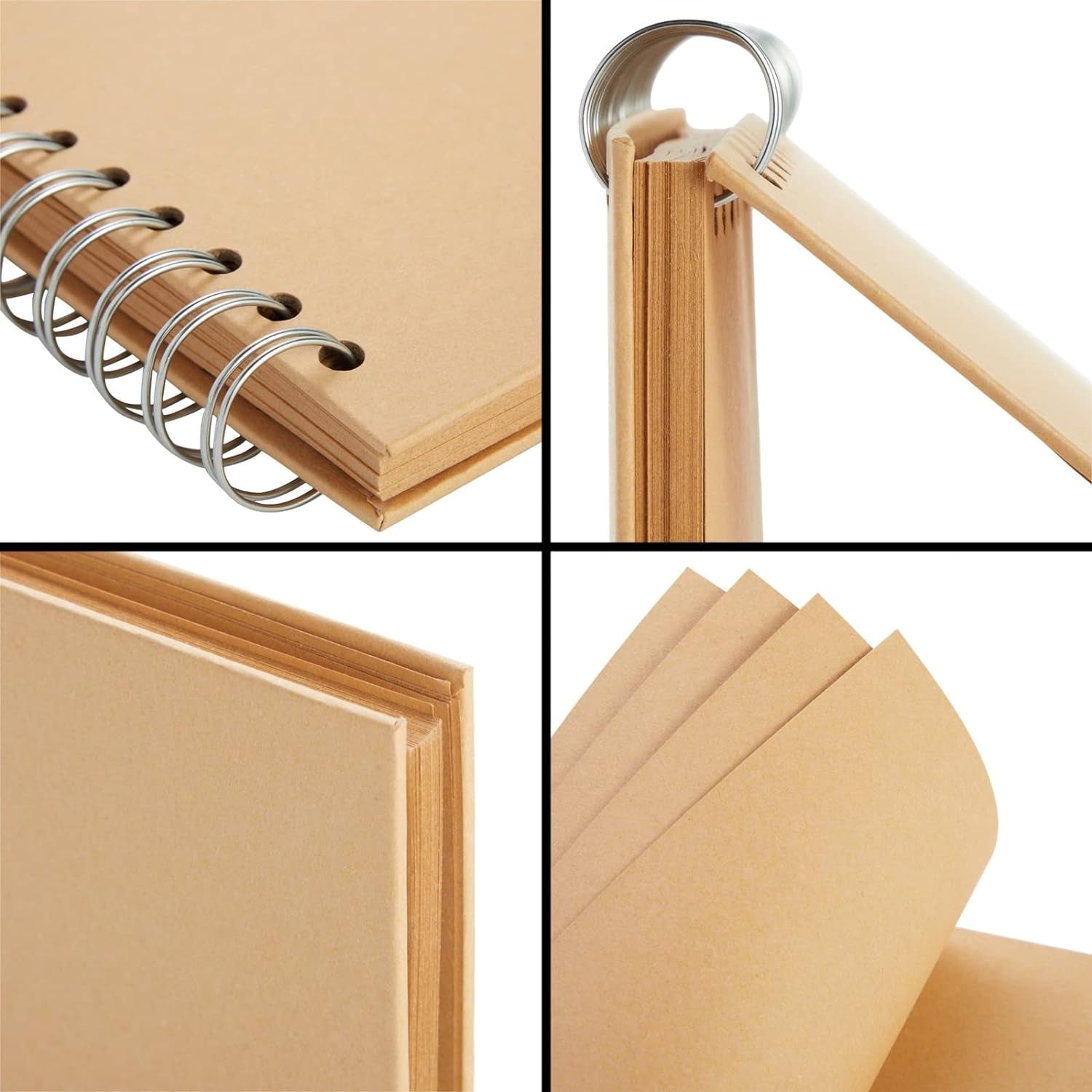 80 Pages Hardcover Kraft Scrapbook Albums, Multi-Purpose Brown Paper Notebook for Arts and Crafts, Blank Page Journal for Scrapbooking, Crafting, Creating Artworks and Journaling (8X8 Inches)