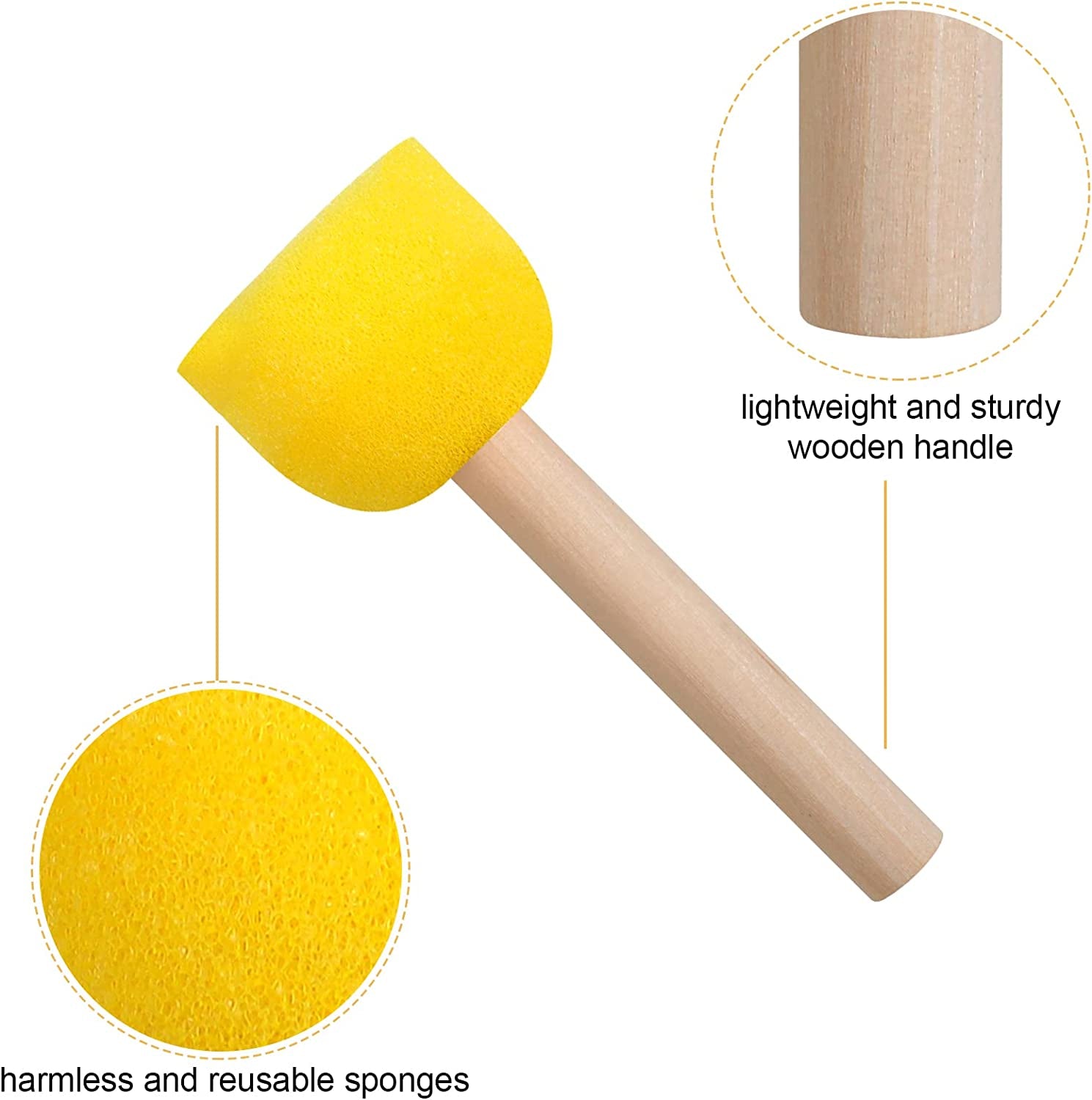 90 Pcs round Sponges Brush Set, round Sponge Brushes for Painting, Paint Sponges for Acrylic Painting, Painting Tools for Kids Arts and Crafts (4 Sizes)