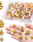 40 Pcs Tiny Resin Bees Decor Bumble Bee Embellishment Resin Bees Craft Decorations with Storage Box for DIY Craft Wreath Scrapbooking Party Home Decor, 0.98 In, 0.74 In, 0.55 In