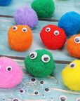 [130Pcs] 30Pcs 2 Inch Large Pom Poms with 100Pcs Wiggly Eyes, Multicolor Pom Poms for Arts and Crafts Kids DIY Projects