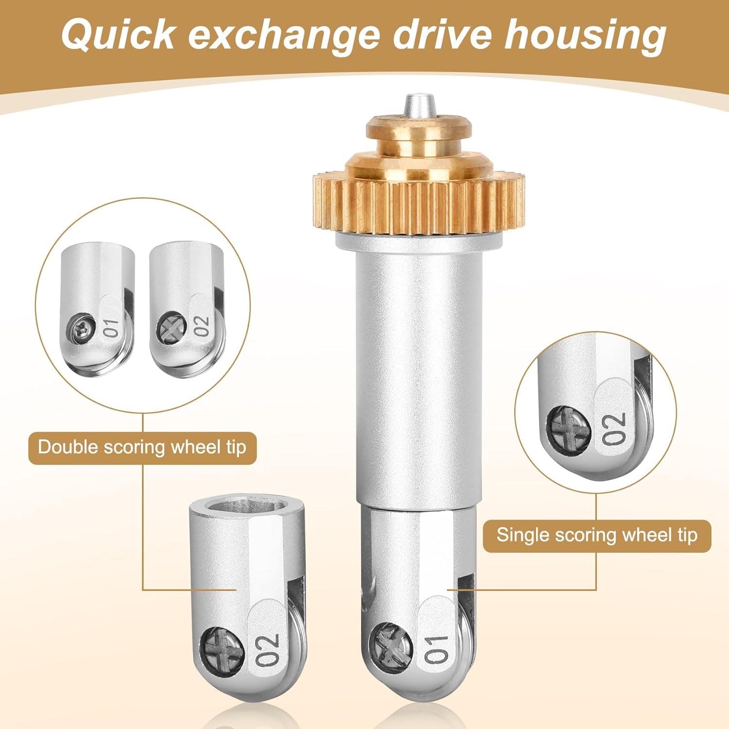 Scoring Wheel Set Compatible with Maker/Maker3, Includes Single Scoring Wheel Tip, Double Scoring Wheel Tip and Drive Housing for Exchange, for Making Cards, Tags and 3D Home Decor, Etc