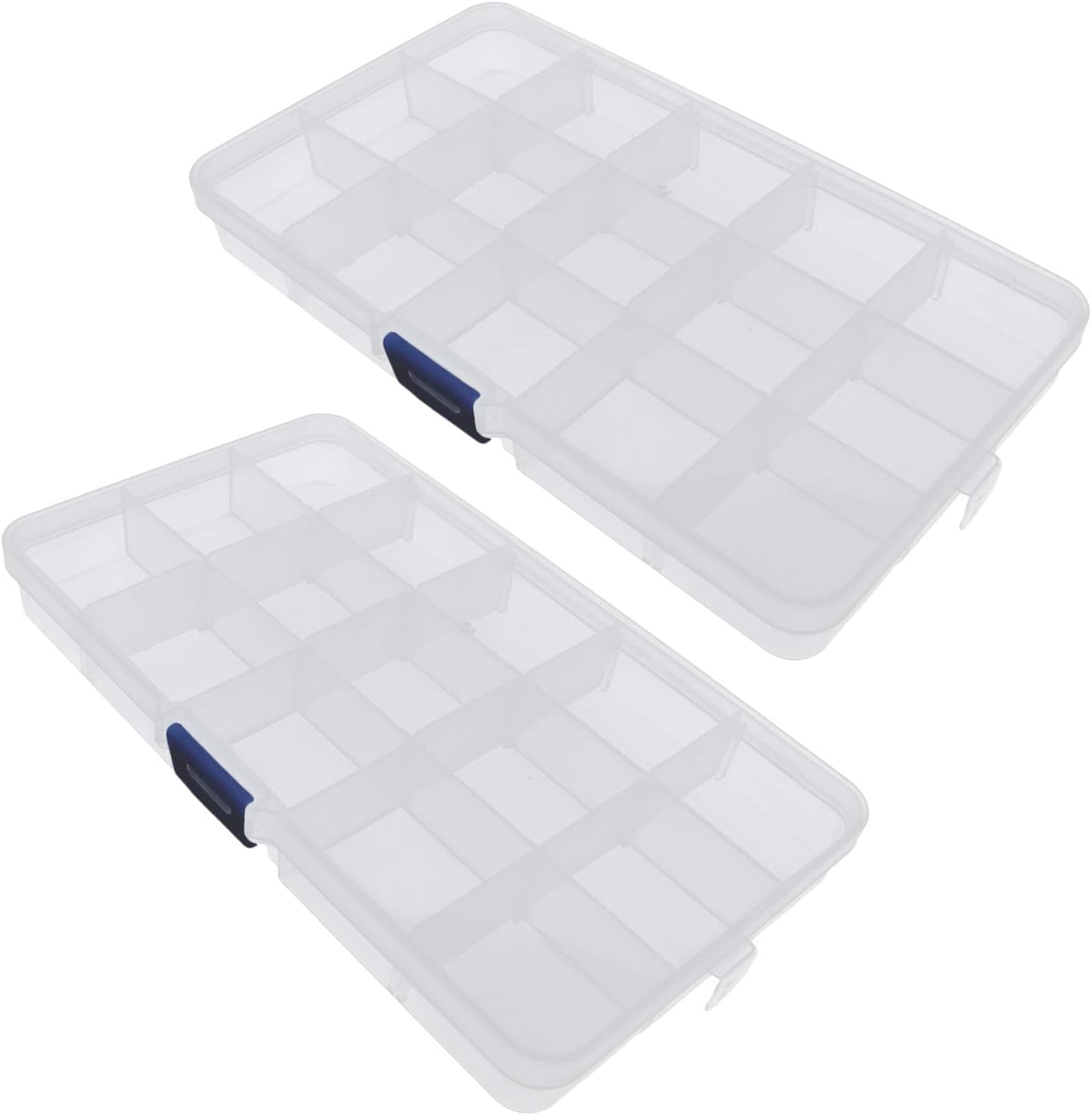8-Grid Snack Box Container with Removable Dividers Plastic Organizer Box for Candies Snacks Electronics Jewelry Small Parts (7.3In X 4.9In)