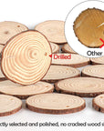 50Pcs Wood Slices 2.4"-2.8" Unfinished Natural Wood Rounds with Pre-Drilled Hole and 66Feet Twine String, Wood Slices for Wood Burning Painting DIY Crafts Christmas Ornaments Party Wedding Decor