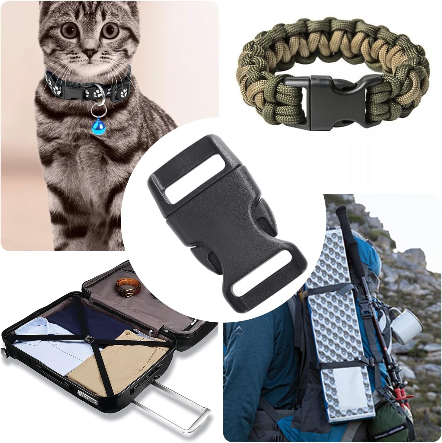 30 Pack 5/8 Inch Side Release Buckles, Contoured Plastic Paracord Bracelet Buckles, Paracord Buckles for Parachute 550 Cord Clips Paracord Bracelets Clasp Dog Collar Buckle DIY Craft Accessories