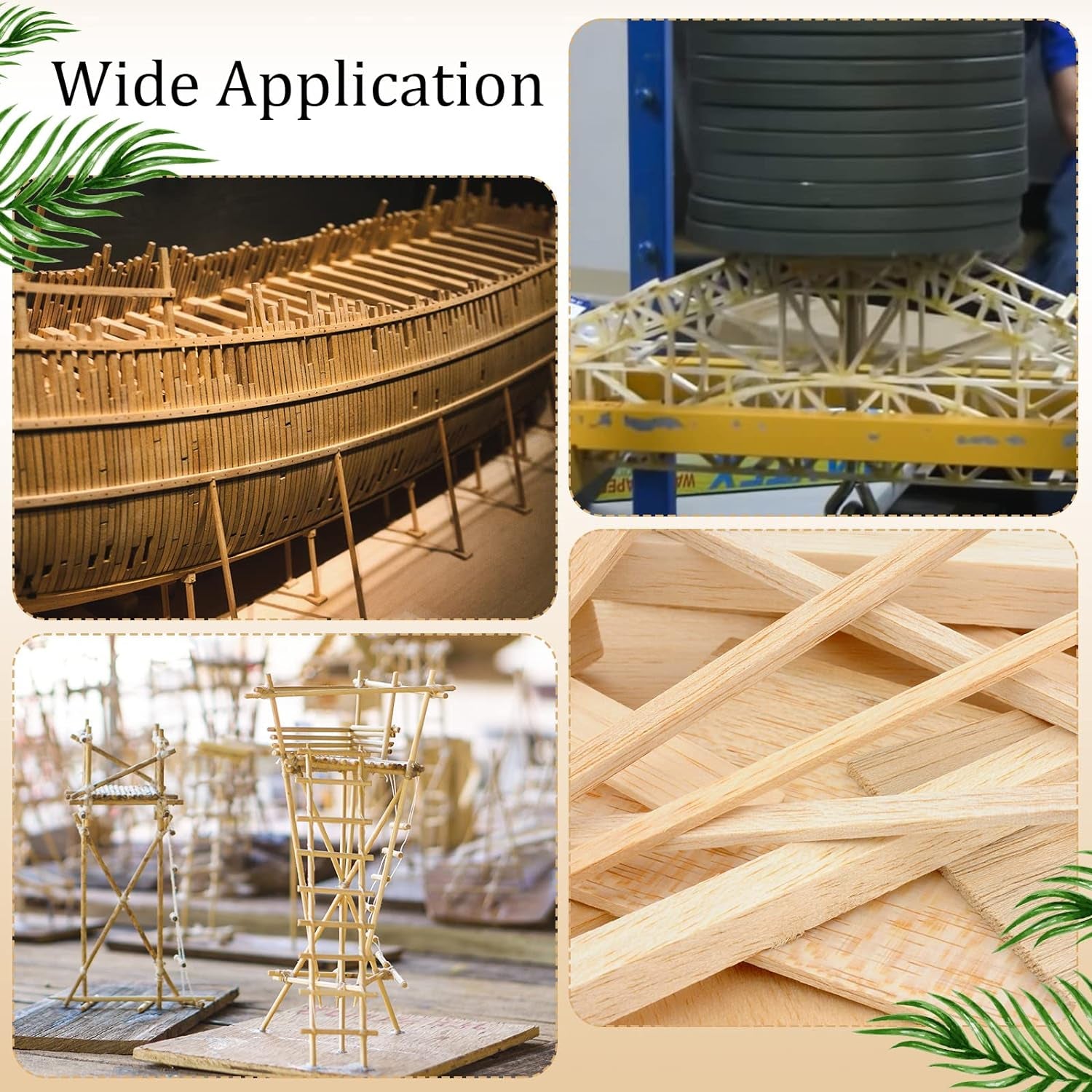 50 Pieces Balsa Wood Sticks 1/2 X 1/2 X 12 Inch Hardwood Square Wooden Dowels Unfinished Wood Sticks for Craft DIY Supplies DIY Molding Projects Making