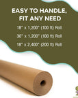Kraft Brown Wrapping Paper Roll 48" X 1,800" (150 Ft) – 100% Recyclable Craft Construction and Packing Paper for Use in Moving, Bulletin Board Backing and Paper Tablecloths