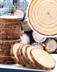 24 PCS Wood Slices Bulk, 4-4.7 Inch Unfinished Natural with Tree Barks Rustic Wedding Centerpiece Disc, Craft Wood Pieces for Circles Craft Christmas Ornaments and DIY Table Decorations
