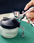 Airbrush Cleaning Kit - Airbrush Clean Pot Glass Cleaning Jar with Holder, 5Pc Cleaning Needles, 5Pc Cleaning Brushes, 1 Wash Needle, 2 Extra Filters