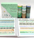 Washi Tape Set, 20 Rolls Aesthetic Decorative Floral Masking Tape,Green Flowers Washi Tapes for Scrapbooking Supplies,Journaling Supplies,Diy Crafts,Junk Journal Supplies