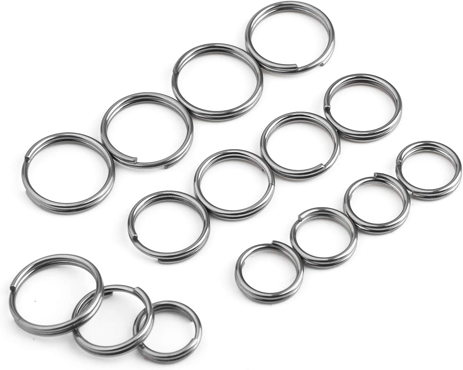 Titanium Key Rings Split Rings, Small Keyrings, Jump Rings for Necklaces, Keys, Jewelry Attachment - 15Pcs Mix 10/12/14Mm (Black)