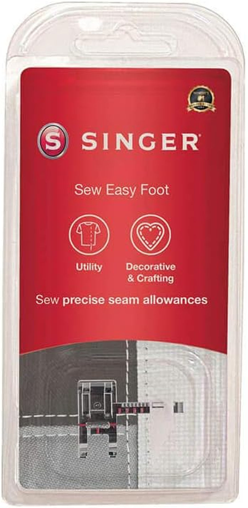 | Sew Easy Foot, Sew Perfectly Straight Lines with Ease, Includes Ruler with Adjustable Guide to Set Seam Allowance, Beautiful Topstitching - Sewing Made Easy