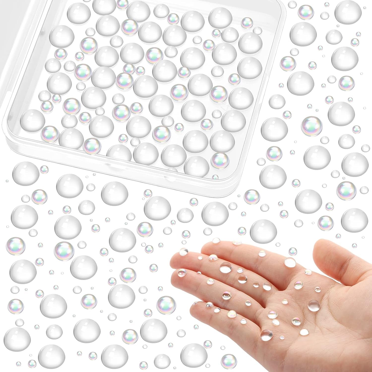 700 Pcs Clear Dewdrop Water Droplets Embellishments Scrapbooking Card Making Supplies Resin Dewdrop Beads Embellishments Clear Waterdrop for DIY Crafts Paper Decor (Clear)