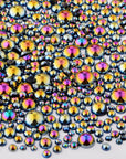2200Pcs Flatback Pearls for Crafts,Assorted Sizes Half round Pearl Beads Rhinestones for Nails,Pearl Flatback Resin Cabochons Beads for DIY Crafts Decoration (Black AB)