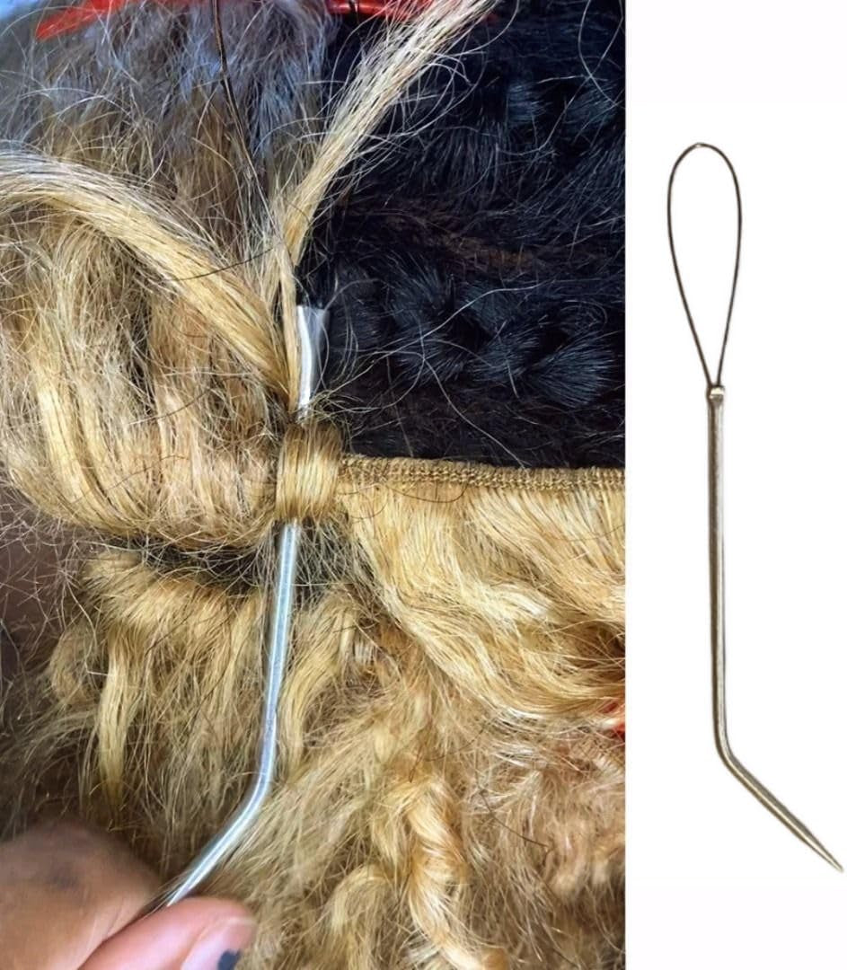Illusion Crochet Needle Hook for Hair Extensions, Crochet Braids, Interlocking Locs, and Human Hair Bundles (Straight)