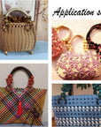 6Pcs Wooden Beaded Bag Handles, 3 Colors Purse Handles Nylon Rope Purse Straps Replacement Bag Handles U-Shape Purse Handles for Bag Making Shoulder Bag Handbag DIY Crochet Bag, 18 Inch