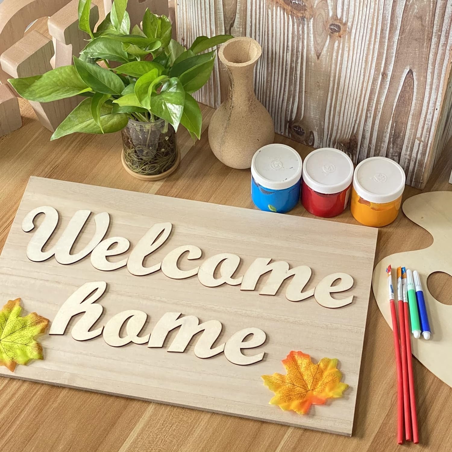 3 Inch 284 Pieces Wooden Letters Unfinished Wood Letters for Crafts Cursive Alphabets with Extras