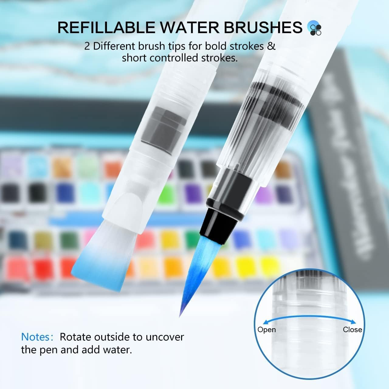 Watercolor Paint Set, 48 Colors Including 6 Metallic Colors in Portable Box, Travel Watercolor Set with Watercolor Papers and Brushes, Water Color Kits for Beginners & Artists