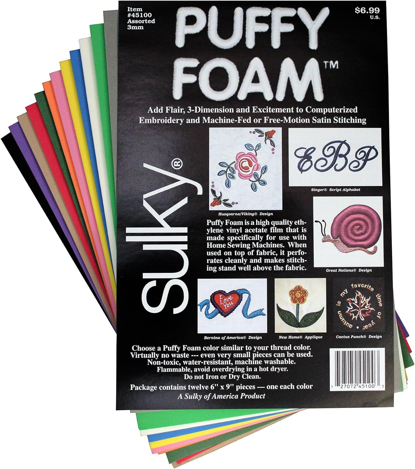 of America 12 Color 3Mm Puffy Foam Assortment, 6" by 9" (45100S)