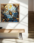 5D Diamond Painting Kits for Adults,Honey Bee Diamond Art Stained Glass Kits for Beginner DIY Diamond Dots Bead Art, Full round Diamond Painting Gem Art Wall Decor 12X12 Inch