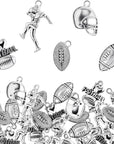 70 Pieces Football Charms Mixed Silver Football Player'S Bat Beads Pendants Necklace Crafting Sport Charms Jewelry Making Findings Accessory DIY Necklace Bracelet