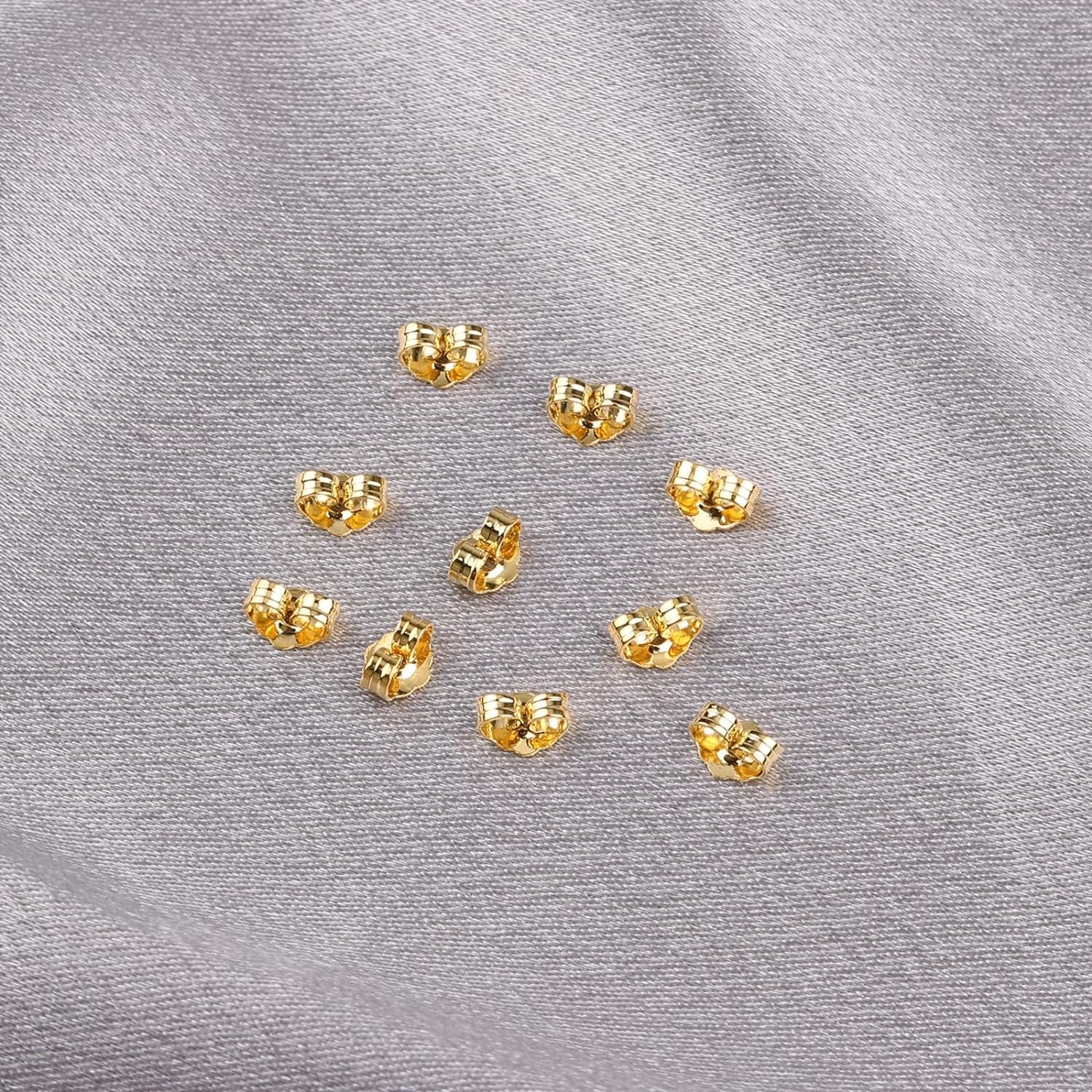 14K Gold Earring Backs Replacements - Hypoallergenic Earring Backs for Studs, Secure Ear Locking for Stud Earrings Ear Nut for Posts, 10Pcs/5 Pair